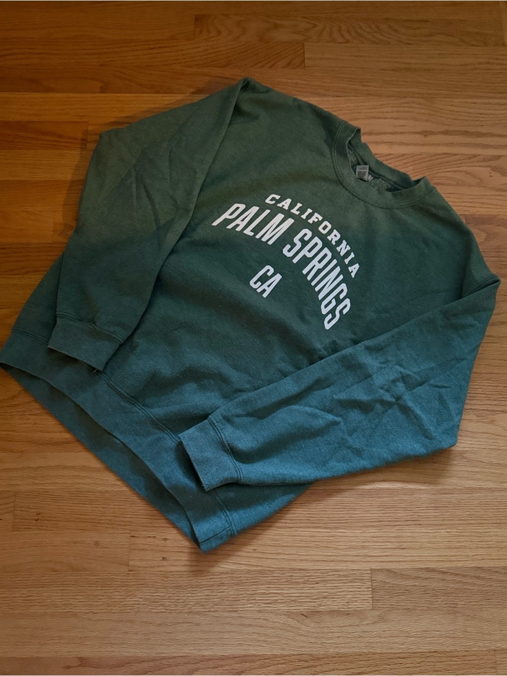 Gildan Forest Green Palm Springs California Crewneck Sweatshirt